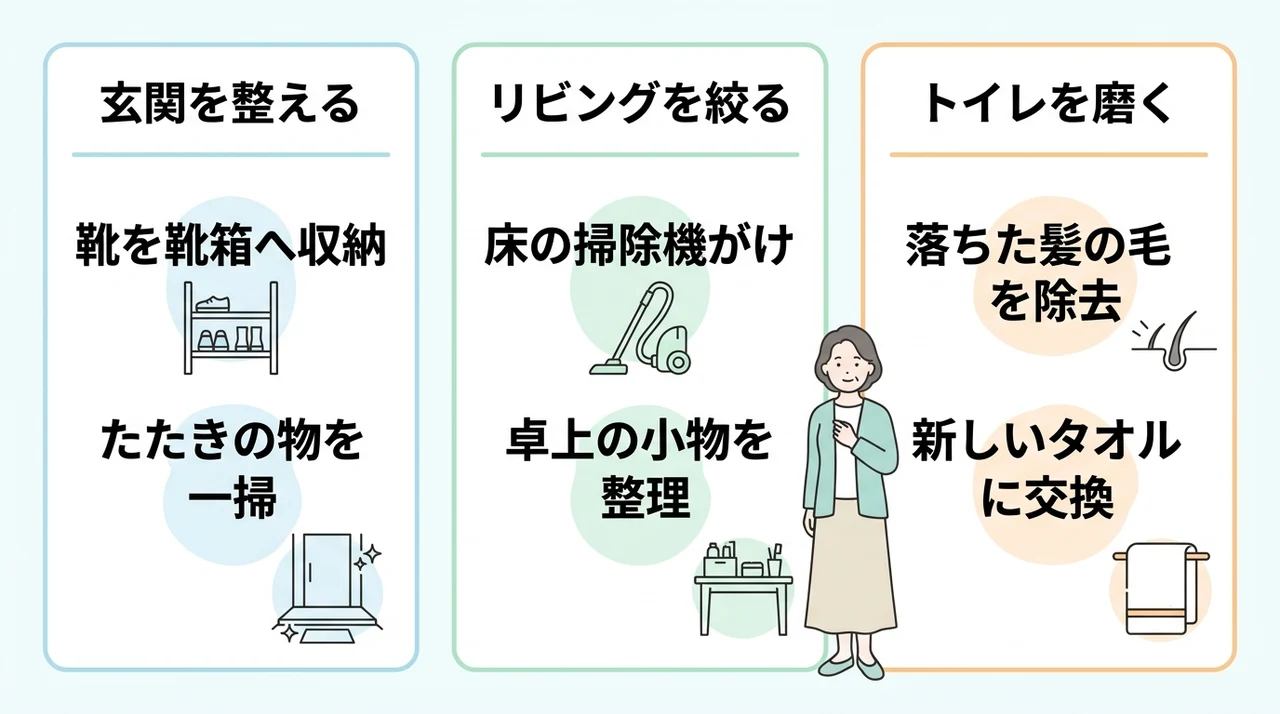 来客前ですぐ片付いて見える掃除の優先順位