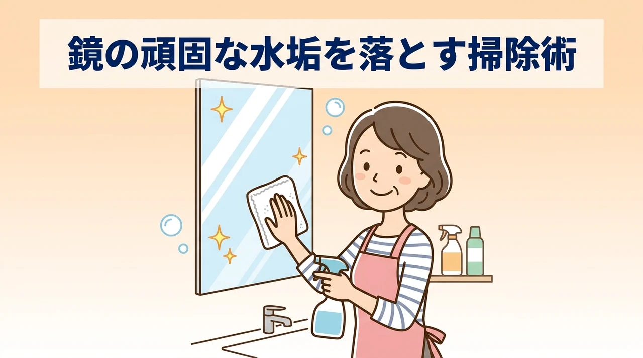 鏡の頑固な水垢を落とす掃除方法